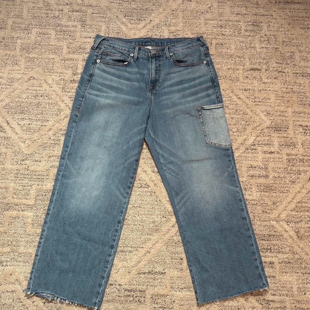 True Religion HW Cropped Straight Leg Denim Jeans Size 30
